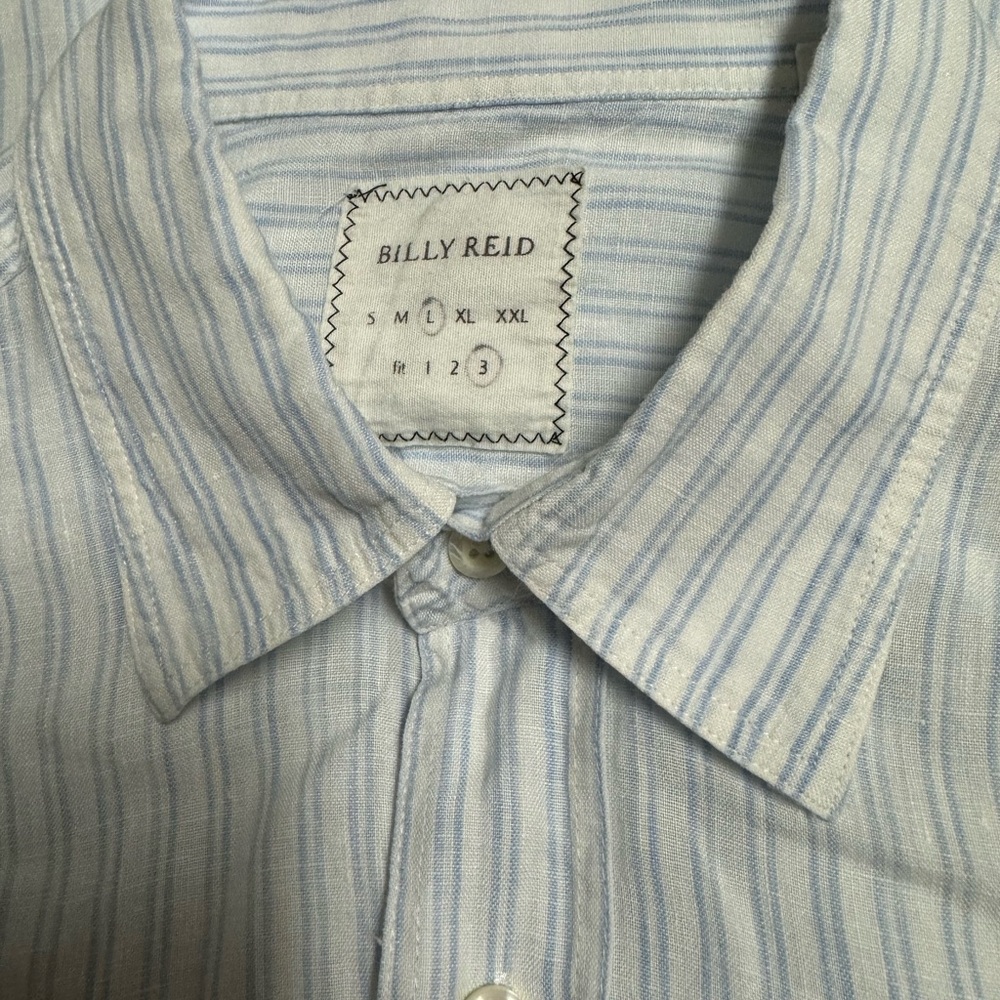 Billy Reid Light Blue Striped Men's Shirt